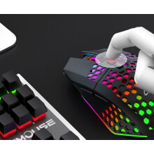 Mouse wireless 2.4G, ricarica silenziosa, illuminazione RGB, mouse da gioco per desktop, 8 pulsanti, nero