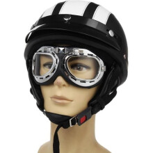 Occhiali da moto e scooter NEUFU, stile retrò vintage, con protezione UV, per Harley, colore bianco e trasparente.