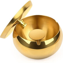 Stainless steel outdoor ashtray with windproof lid, portable ashtray - for patio, outdoor use, home, office, party