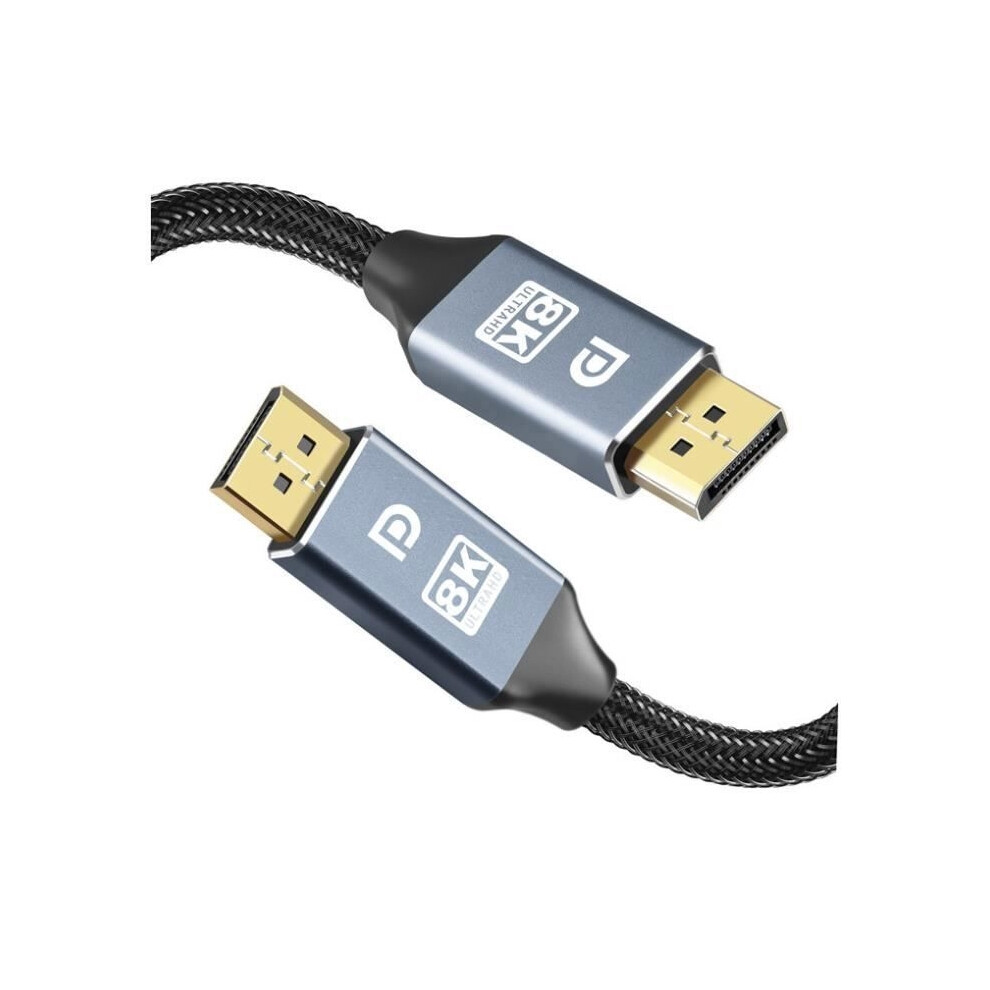 2M Displayport 1.4 Cable, Dp1.4 Cable, 8K 60Hz, 4K 144Hz, 165Hz Hdr, Braided Cotton, For Gaming Monitor, Graphics Card, Pc, Laptop, 9102920054468