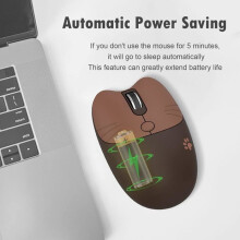 Silent 2.4 GHz wireless mouse for girls with USB receiver, 4 programmable buttons, Coffee