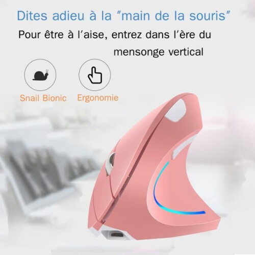 Mouse verticale wireless, mouse verticale wireless per laptop, mouse wireless a 6 pulsanti, mouse wireless (rosa) 1