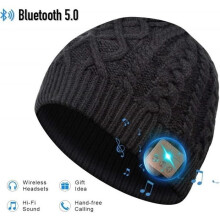 Cappello Bluetooth - Unisex - Berretto nero - Microfono integrato - Ideale per Natale - Musica wireless