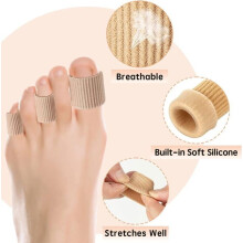 Set of 24 toe separators in 3 sizes, soft gel toe spacer tubes, protective sleeves for