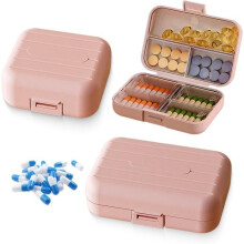 2-Piece Portable Travel Pill Organizer, Travel Pill Box, Travel Pill Organizer, Travel Medicine Case for Travel and
