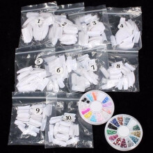 Kit di 42 punte per nail art acrilica: polvere, liquido, pennello, glitter, tagliaunghie, primer, lima XYQ60411122 Unghie in gel UV