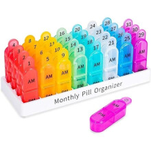 31-Tage-Pillenbox - MARSEE - Monatlicher Pillenorganizer für 2x täglich, enthält Vitamine, Nahrungsergänzungsmittel und Medikamente