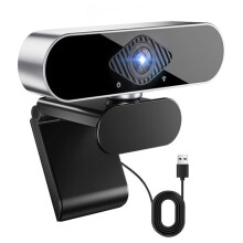 PC-Webcam mit Mikrofon, Full HD 1080p, 360-Drehung, USB-Anschluss (Plug & Play), für Desktop-PCs, Macs und Linux