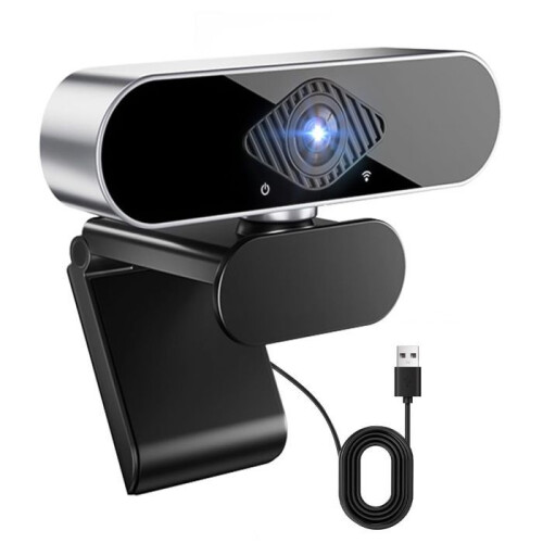 Webcam per PC con microfono, Full HD 1080p, rotazione a 360, USB Plug and Play, per computer desktop, Mac e Linux.
