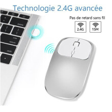 Rechargeable wireless mouse, 2.4G silent wireless metal laptop mouse, slim portable USB mouse