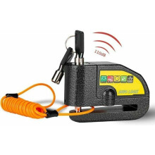 Antifurto a disco per moto con allarme da 110 dB, 2 chiavi, cavo da 15 m, borsa inclusa per moto, scooter, PZCC