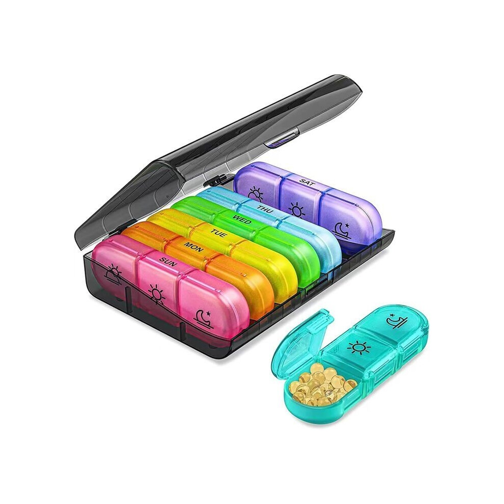 Aihontai Weekly Pill Organizer, 7-Day Pill Organizer With 21 Compartments (Morning, Noon, And Evening), Large Capacity Weekly Medication Organizer
