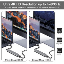 6-in-1 USB C -keskitin - MARSEE - Moniporttisovitin - 4K HDMI - 100 W PD-lataus - USB 3.0