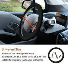Steering wheel cover, Universal leather car steering wheel cover, Heated steering wheel cover, Car accessories - Black [B1920]