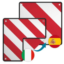 Wiltec 2-in-1 Safety Reflector – 50 x 50 cm – Danger Warning Sign for Italy and Spain – Approved for Door