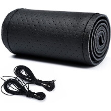 Coprivolante universale per auto in pelle bovina - BININBOX - Nero - 37-39 cm