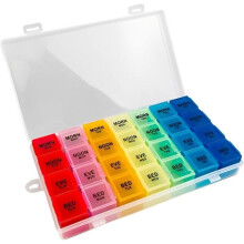 7-Tage-Wochen-Pillenorganizer, tragbar und blickdicht, mit großen separaten Fächern, monatliche Einteilung für Morgen, Mittag, Abend