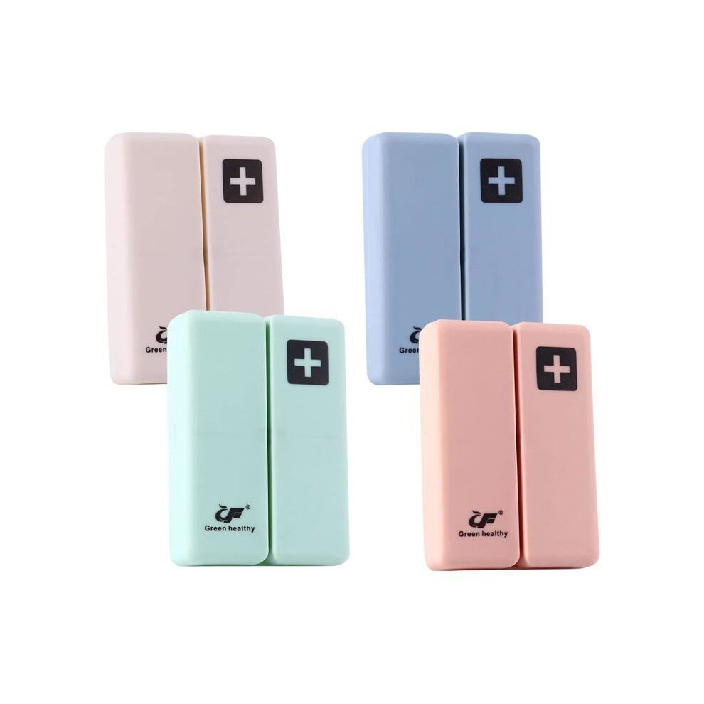 Aihontai 4Pcs Portable Plastic Pill Box Pill Organizer With 7 Compartments And Leakproof Lid