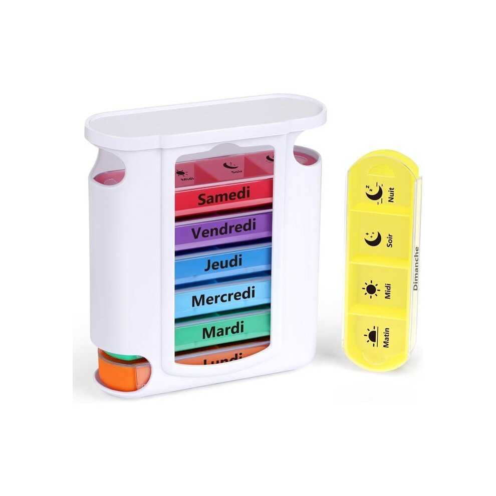 Aihontai Weekly Pill Organizer (Morning, Noon, Evening, And Night) - Stackable 7-Day Pill Tower With 28 Compartments, 4-Pack, For Vitamins