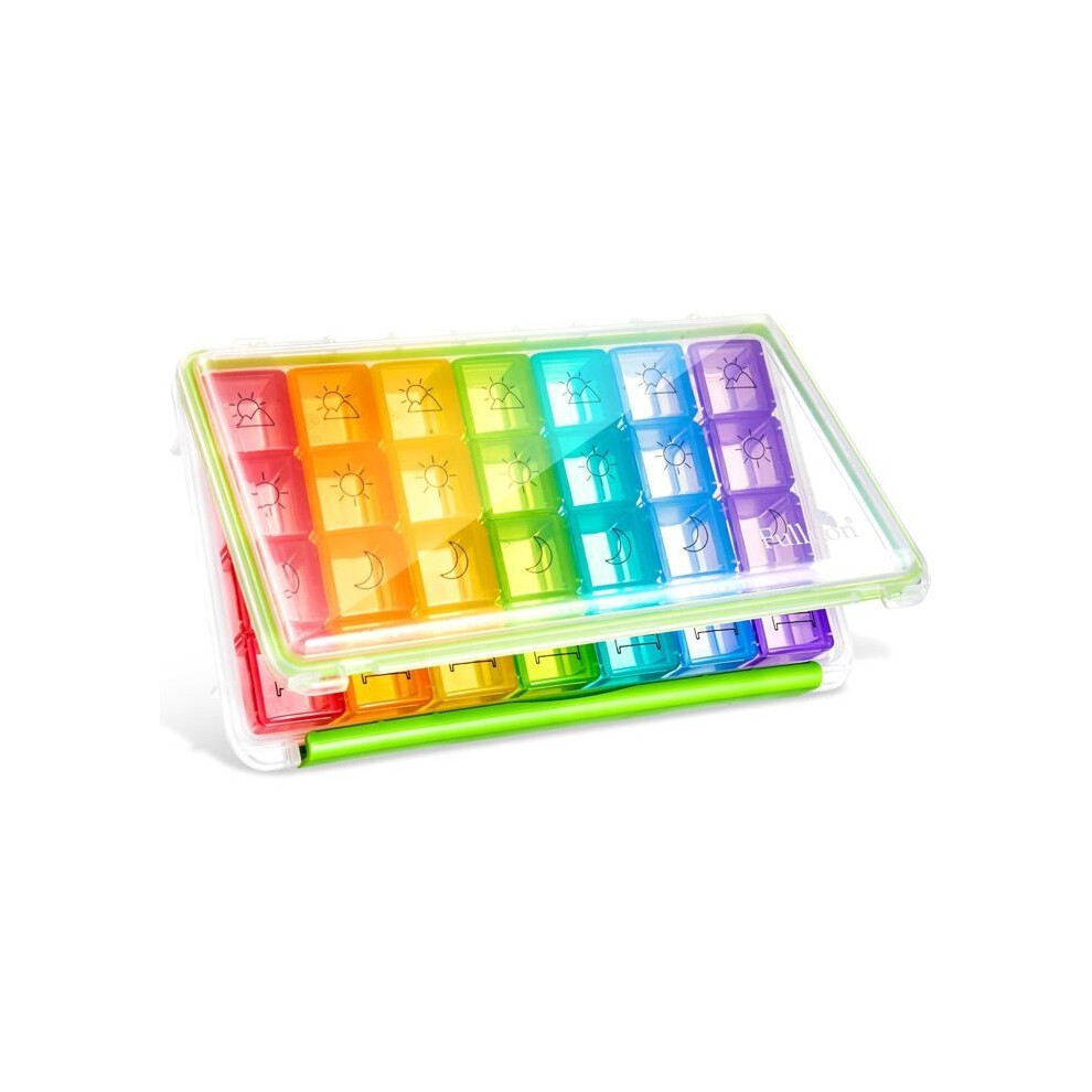 Aihontai 7-Day Pill Organizer, Large Capacity, 4 Times A Day, Weekly Medication Organizer, Moisture-Proof, For Travel, Vitamins, Supplements,