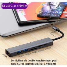 USB-C to HDMI Hub, 2 USB-C to USB Ports, USB-C to SD/TF Card, 100W PD Charging, Compatible with MacBook Pro/Air, iPhone 15 etc.