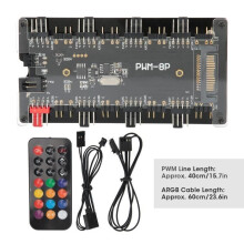 Qiilu Case Fan Controller Hub, Ασύρματο PWM+ARGB Τηλεχειριστήριο 2 σε 1