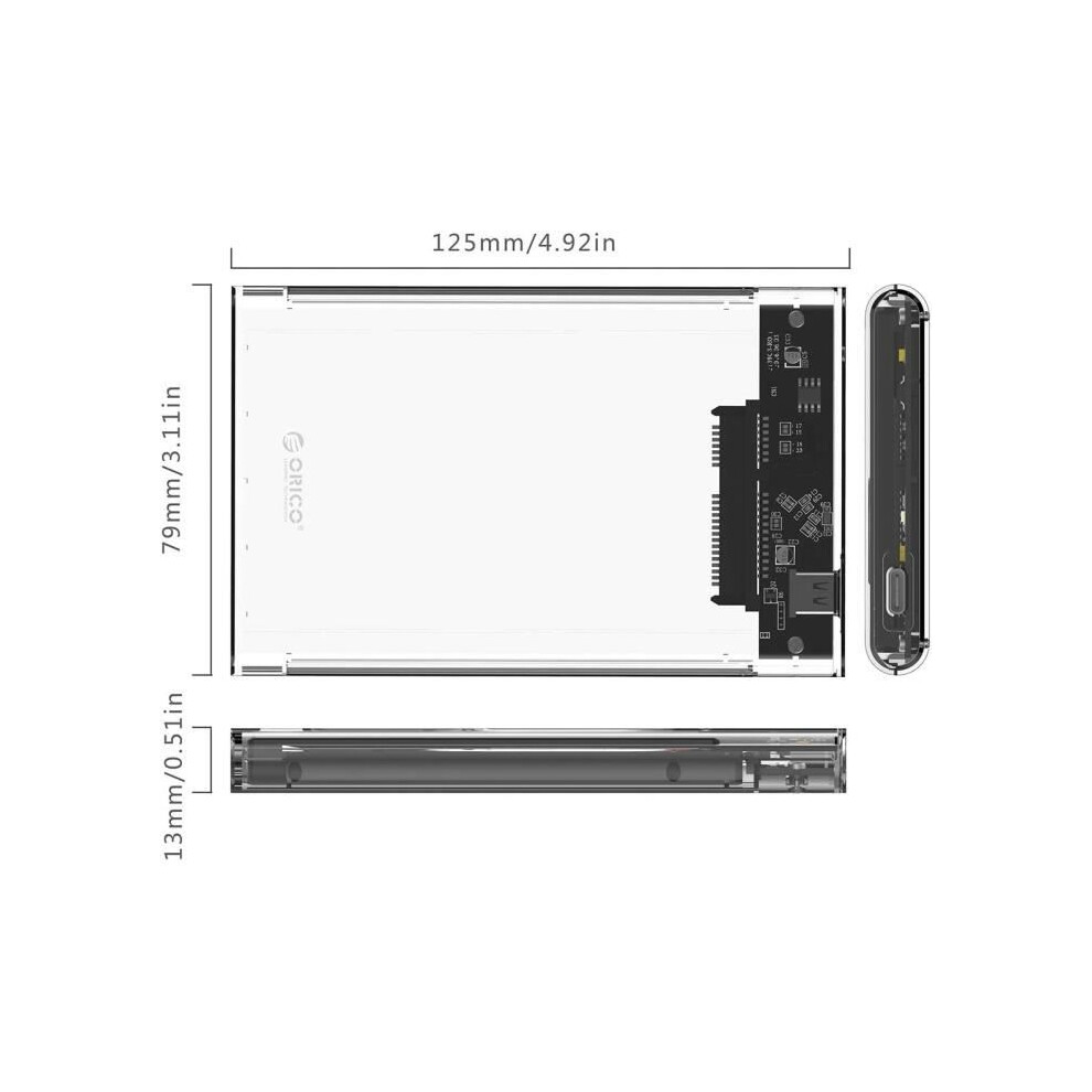 Orico Usb 3.1 Type-C Hard Drive Enclosure With Uasp For 2.5-Inch Sata Iii Hdds And Ssds - Transparent 9102920054260