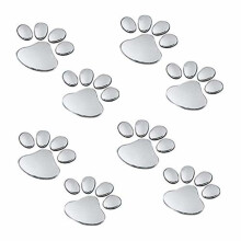Lot de 4 paires d'autocollants 3D argentés en forme de pattes d'ours et de chien, pour la décoration de votre voiture.