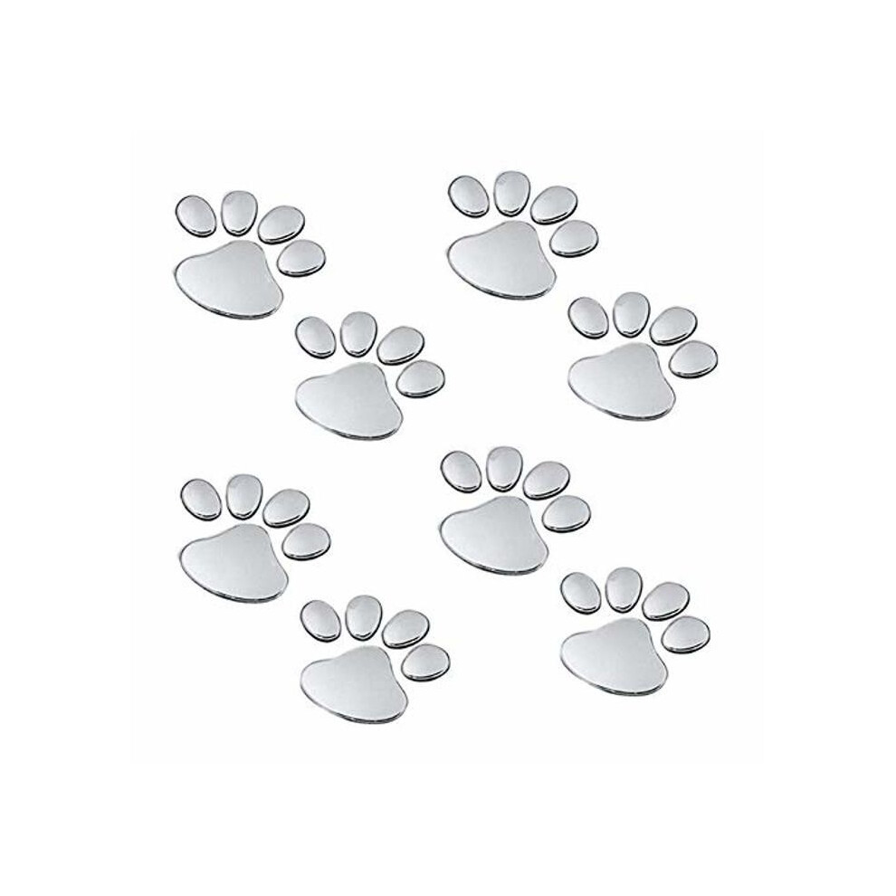 4 Pairs Bear Dog Paw Animal 3D Car Print Stickers For Car Decoration Color Silver 9102920060315
