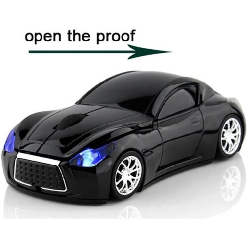 Wireless Car Mouse, Sports Optical Mouse for Computer with LED Light (Black) A367 1