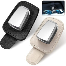 2er-Pack Autobrillenhalter-Clip, universeller Auto-Sonnenbrillenhalter aus Leder, Brillenaufhänger und