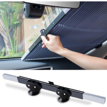 Car sunshade for automatic front windshield - Retractable UV protection