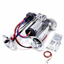 Clacson ad aria compressa YIYIDA 12V, a doppio tubo, argento, elettrico per auto, 160 dB, zincato cromato, con motore a pompa d'aria.