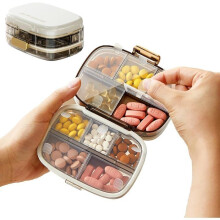 Reise-Pillenbox, kompakte 7-Tage-Pillendose, praktisches Medikamentenetui für Vitamine, Nahrungsergänzungsmittel und Medikamente,