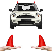 Autocollants 3D - PZCC - Cornes du diable - Rouge - Décoration extérieure - Accessoires auto