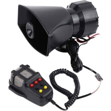 Sirena elettronica di avvertimento per auto e moto con microfono, 100W, 12V, 7 suoni.