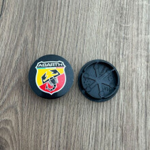 Set van 4 wieldoppen, vervanging voor 50 mm Abarth 500 Ottimo Viaggio Multipla Marea (ZWART)