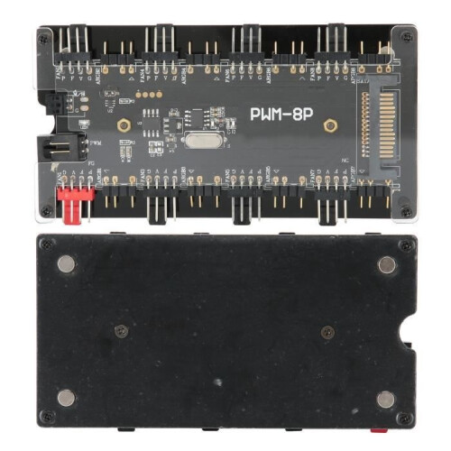 Qiilu Case Fan Controller Hub, 2-in-1 Wireless PWM+ARGB Remote Control