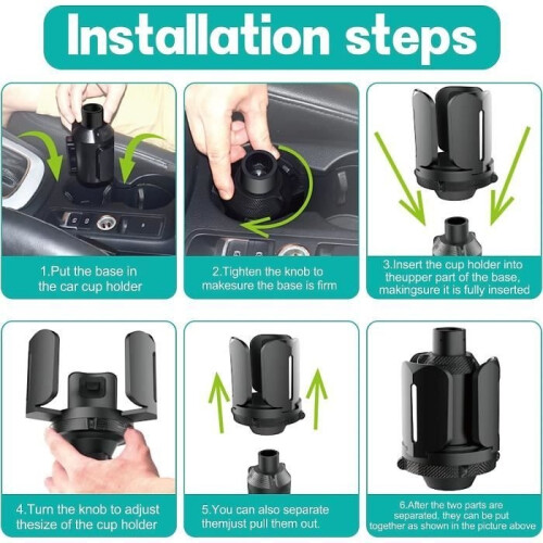 Universal Adjustable Car Cup Holder, Car Cup Holder Enlarger for Bottles and Mugs less than 5.51" 2