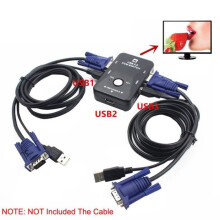 2-porttinen USB VGA KVM-kytkinrasia näppäimistön, hiiren, näytön jakamiseen PC@df566