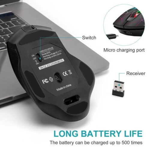 Mouse da gioco - Nuovo - Ergonomico - Ricaricabile - Silenzioso - 1600 DPI 2