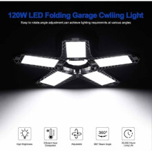 Garagen-LED-Leuchten im Abverkauf – 120 W – 12000 lm – Werkstattlampe – Verformbare Deckenleuchten – E26/E27-Fassungen – 1 Lampe
