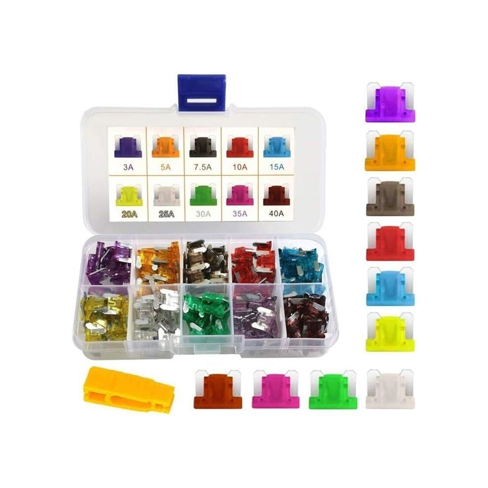 Okz Automotive Mechanical Fuses - 100 Pieces - 12V-24V - Low Profile - Blade Assortment - 3A To 40A 9102920063125