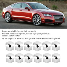 Qiilu Copridadi ruota da 17 mm, 20 pezzi, tappi protettivi da 17 mm, copridadi per ruote auto per Audi, argento