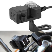 SURENHAP 12V Waterproof Charger, Dual USB Port Motorcycle Charger, 5V 1A/2.1A Waterproof Handlebar Charger, Car Plug Adapter