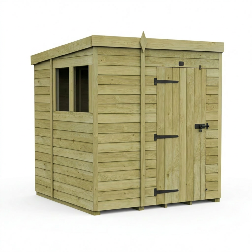 6 x 6 Pent Shed Tanalised (Single Door, With Windows) 1