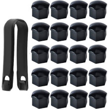 Pack of 20 17mm Wheel Nut Caps, Wheel Bolt Nut Covers, Black