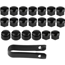 Qiilu 17mm Wheel Nut Covers, 20 pcs, 17mm Protective Caps, Car Wheel Nut Covers for Audi, Black