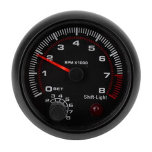 Qiilu 12V Drehzahlmesser für Rennwagen, 3,75 Zoll, 0-8000 U/min, 12V Motorrad-Drehzahlmesser
