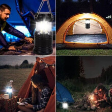 Lanterne de camping LED, lampe de camping portable 350 lm avec poignées en métal, pour le camping sous tente, la randonnée, la pêche,